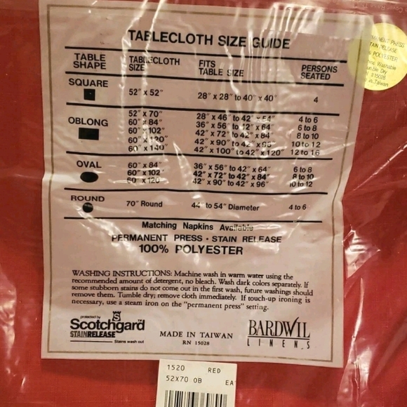 Vtg Bardwil Linen Ease Red Tablecloth 52"×70" Oblong Textured Scotchgard Release - Picture 6 of 9